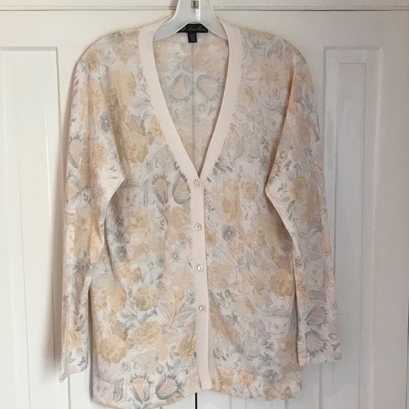 LORO PIANA FLORAL CASHMERE/SILK CARDIGAN TANK TWIN SET - Picture 9 of 11